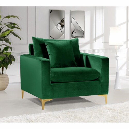 Home Square 2 Piece Upholstered Velvet Accent Chair Set in Green