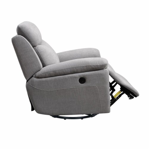 Home Square 2 Piece Glider and Swivel Power Recliner Set in Light Gray Perspective: bottom