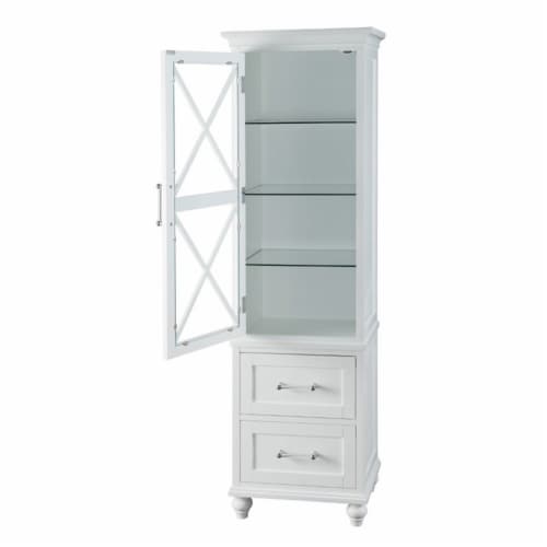 Home Square 2 Drawer Linen Tower Cabinet Set in White (Set of 2) Perspective: bottom