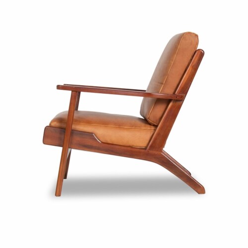 Home Square 2 Piece Mid Century Modern Leather Accent Chair Set in