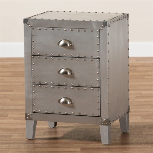 Silver metal nightstand deals