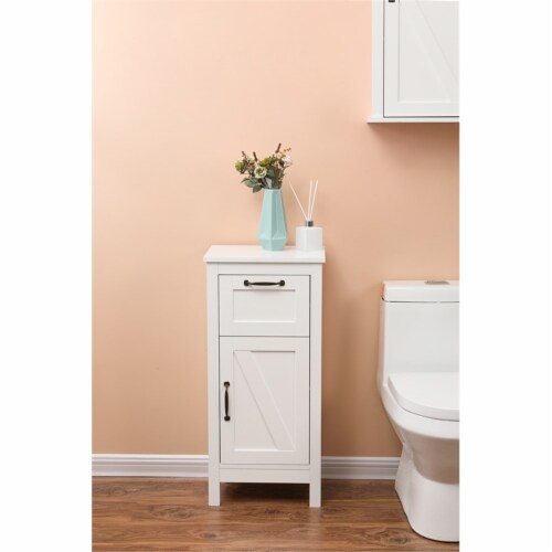 Luxen 2 Piece White Wood Bathroom Wall Cabinet and Small Storage Cabinet Set Perspective: bottom