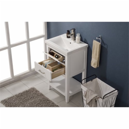 Maklaine 20  Single Sink Vanity in White Perspective: bottom