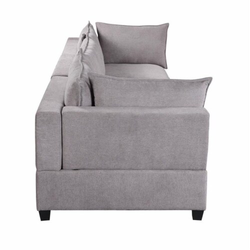 Bowery Hill Fabric Sofa Loveseat Living Room Set in Light Gray Perspective: bottom