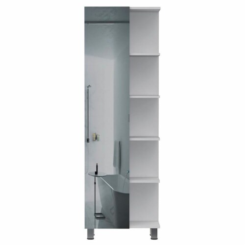 Bowery Hill Linen Mirror Cabinet in White Perspective: bottom