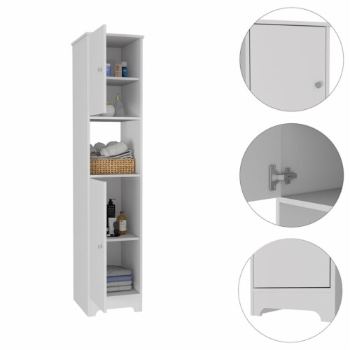 Bowery Hill 67  Linen Cabinet in White Perspective: bottom
