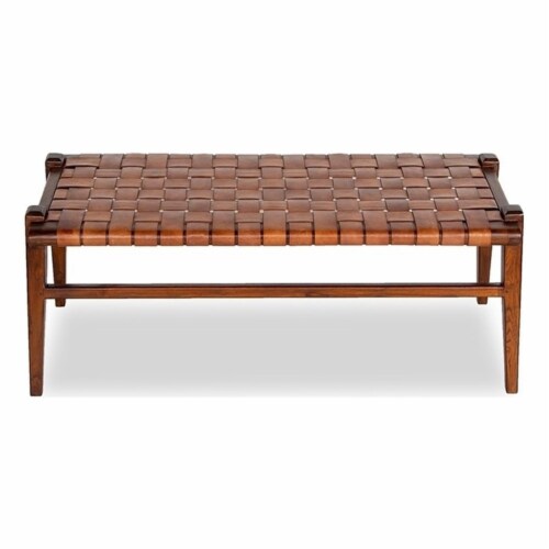 Mid century discount leather bench