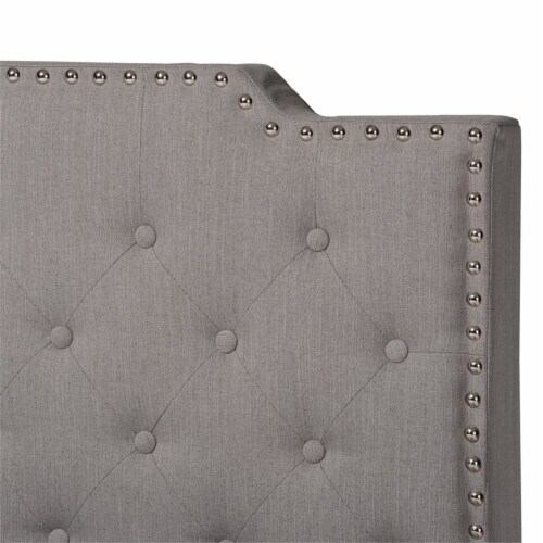 Bowery Hill King Size Grey Upholstered Button Tufted Panel Bed Perspective: bottom