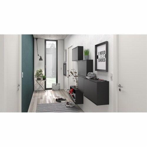 Pemberly Row 2 Drawer Shoe Cabinet in Black Matte Perspective: bottom