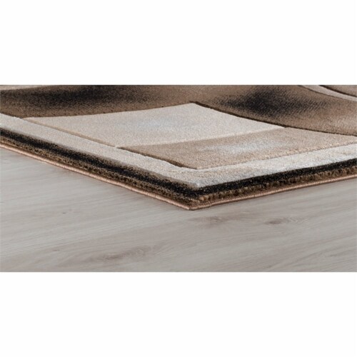 MDA Home Glamour Dark Brown/Black Polypropylene Area Rug 6'9 x 9'6, 1