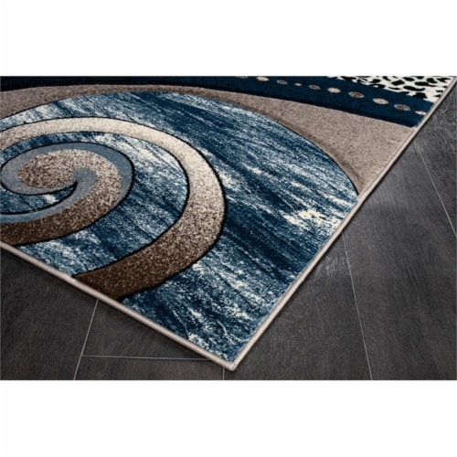 MDA Home Rhodes Cream/Blue Contemporary Polypropylene Area Rug - 3'5  x 5'5 Perspective: bottom