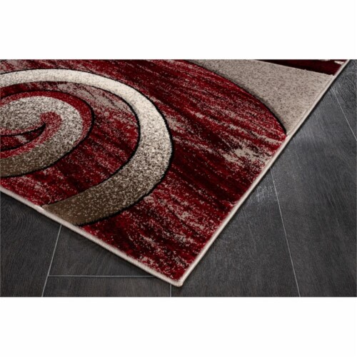 MDA Home Rhodes Cream/Red Contemporary Polypropylene Area Rug - 2'1  x 3'3 Perspective: bottom