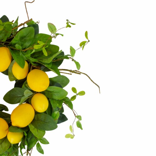 Northlight Lemons and Assorted Foliage Spring Wreath, Yellow and Green 20 Perspective: bottom