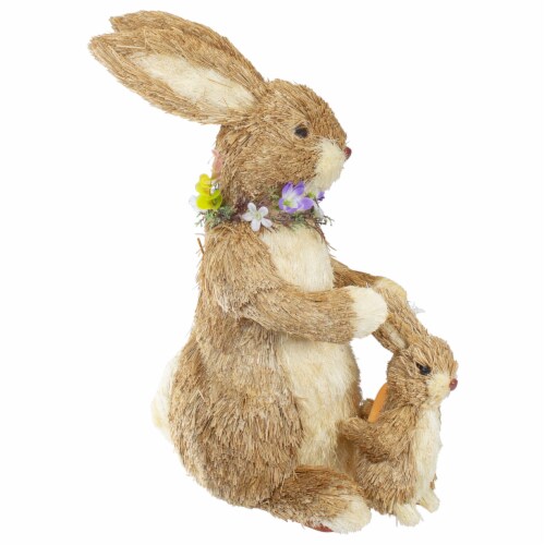 Northlight 14  Sisal Mommy and Baby Bunny Easter Figure Perspective: bottom