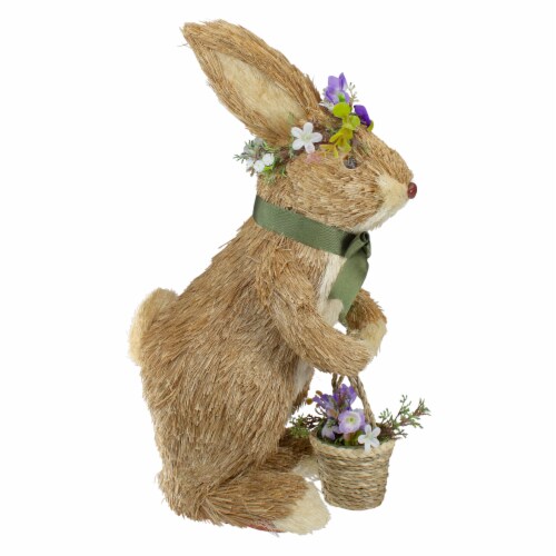 Northlight 15 Brown Sisal Bunny Rabbit with Basket Easter Figure Perspective: bottom