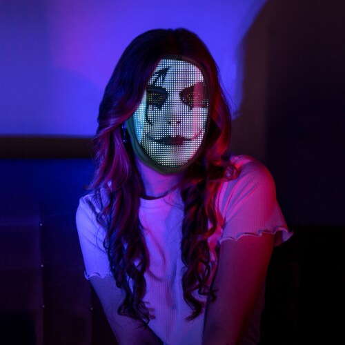 Chemion LED Light Digital Face Changing Mask for Parties and Events, USB Charge Perspective: bottom
