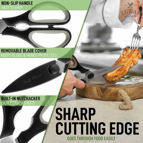 Zulay Kitchen Stainless Steel Kitchen Shears With Protective Cover - Black Perspective: bottom