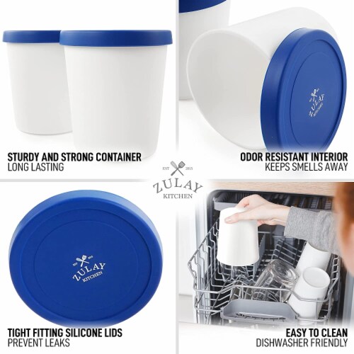 Ice Cream Containers 1 Quart Freezer Containers Reusable Storage with Lids  Blue