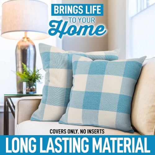 Zulay Kitchen Buffalo Plaid Throw Pillow Covers 20 x 20 Inch Sky Blue White 20 x 20 King Soopers