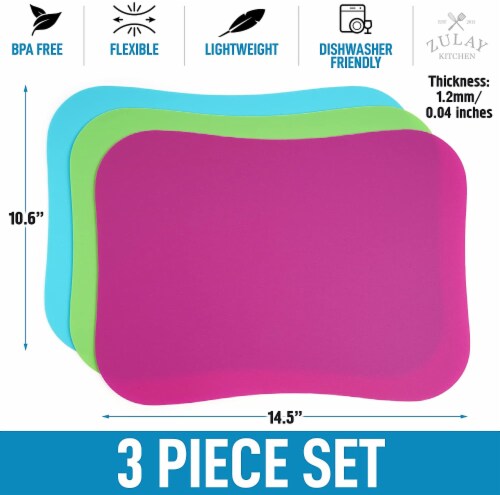 Zulay Kitchen Flexible Cutting Board Mats Set of 3 - Curved Edge (Green,Blue,Grape) Perspective: bottom