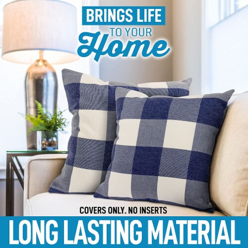 Zulay Kitchen Buffalo Plaid Throw Pillow Covers 16 X 16 Inch Dark Blue White 16 x 16 Pick n Save
