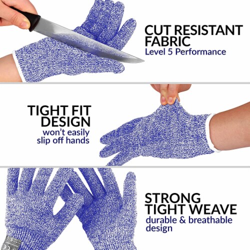 Zulay Kitchen Cut Resistant Gloves Food Grade Level 5 Protection - Drak Blue Perspective: bottom