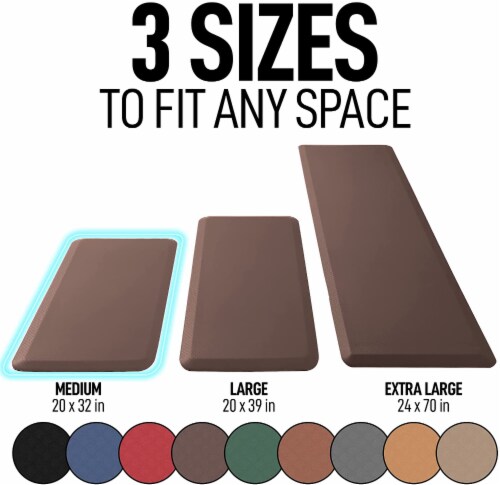Zulay Home Anti Fatigue Mat - Thick Cushioned Non Slip Foam, 32x20 Brown Perspective: bottom