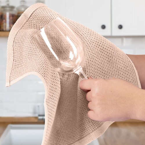 Zulay Kitchen Waffle Weave Towels - 3 Pack 12 X 12 Inch - (Beige) Perspective: bottom