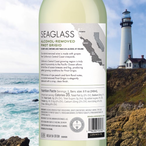 SEAGLASS Alcohol Removed Pinot Grigio California White Wine Perspective: bottom