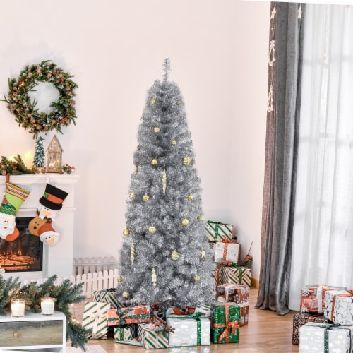Artificial Christmas Tree 6' Indoor Realistic Holiday Decoration, 618 Tips Perspective: bottom