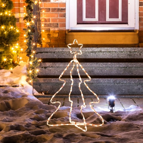 30  Holiday Pre-Lit Tree LED Rope Light Outdoor Yard Christmas Decoration, White Perspective: bottom