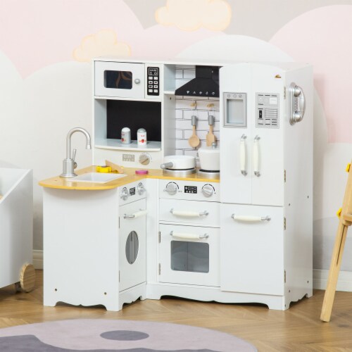 Large Play Kitchen Set W/ Full Set of Appliances Corner Kitchen