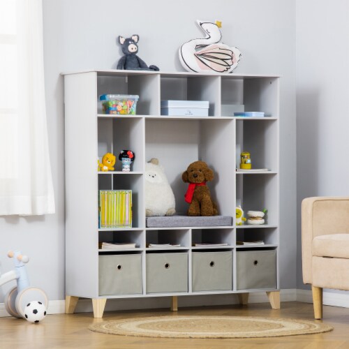 Kids Cube Storage Shelves with Bins and Large Storage for Kids Bedroom,  Grey, 1 Unit - Fred Meyer