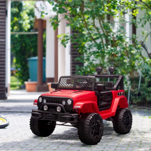 12V Battery Powered Kids Ride On Car Off Road Truck Toy w/ Parent Remote, Red Perspective: bottom