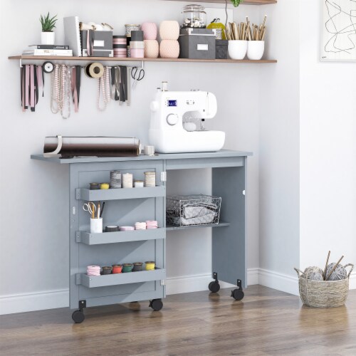 Folding Sewing Table Rolling Utility Work Station & Side Desk w/ Storage  Bins, 1 Unit - Kroger