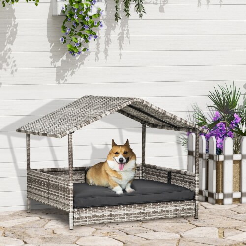 Outdoor wicker dog deals bed with canopy