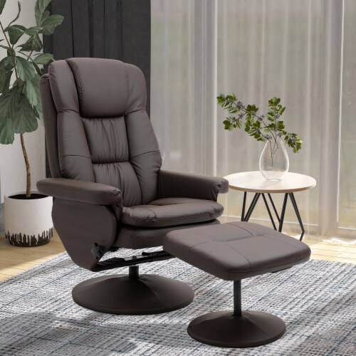 Modern PU Leather Recliner Chair Living Room Chair w Footrest Ottoman Brown 1 Unit Smith s Food and Drug