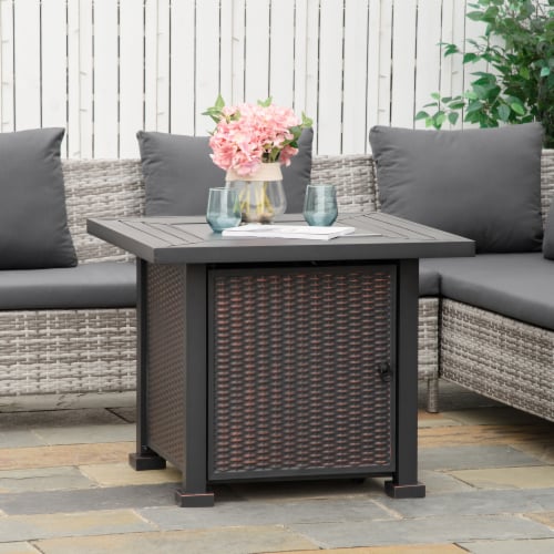 34 Propane Fire Pit Table 50,000 BTU Gas w/ Wind Guard, Lava Rocks Perspective: bottom
