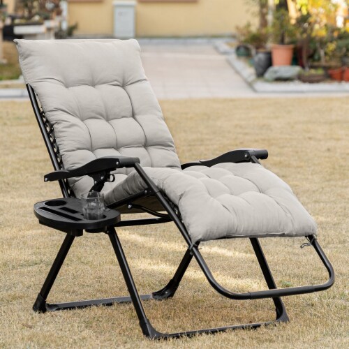 Zero Gravity Folding Patio Recliner, Cushion, Reclining Chair, Cup Holder,  Grey, 1 Unit - Fred Meyer