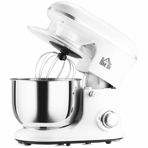Stand Mixer w/ 6 Qt Stainless Steel Mixing Bowl, Beater, & Dough Hook, White Perspective: bottom