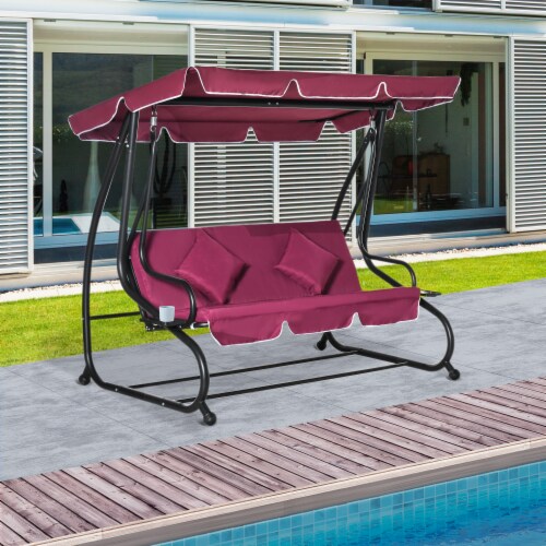 Outdoor 3 Person Patio Porch Swing Hammock Bench with Adjustable