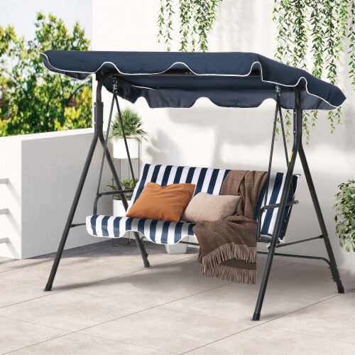Porch Swing Hammock Bench Lounge Chair Steel 3 seat Padded Outdoor