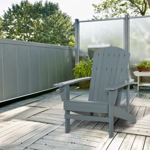 Fir Wood Adirondack Chair, Wooden Outdoor & Patio Seating for Fire Pit, Dark Grey Perspective: bottom