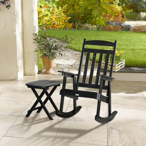 Wooden Rocking Chair Set 2 Piece Outdoor Porch Rocker w Foldable