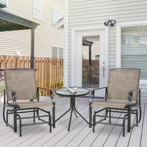 2-Piece Glider Outdoor Chair Set Garden Patio Bistro Swing Furniture Perspective: bottom