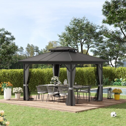 Outdoor Galvanized Steel Hardtop Patio Gazebo Pergola w/Aluminum