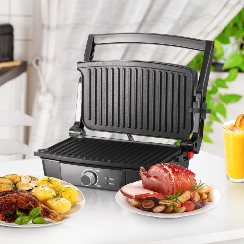 Panini Press Grill Stainless Steel Sandwich Maker w/ Non-Stick Plates Drip  Tray, 1 Unit - Metro Market