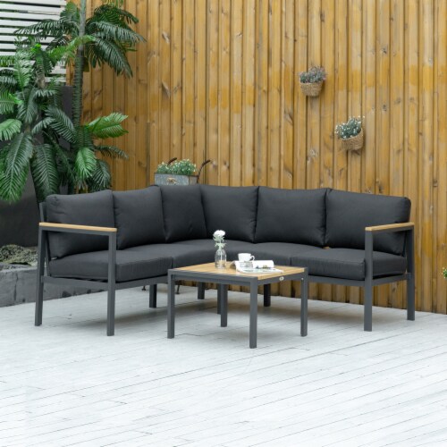 5 Seat, Sectional Sofa Set, Coffee Table, 2 Loveseat, 1 Corner, Patio Outdoor Perspective: bottom