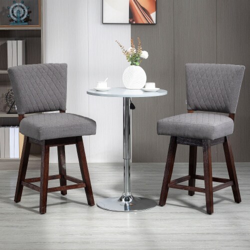 Swivel Bar Stools Set of 2 for Kitchen Counter Wood Legs Foot Rest