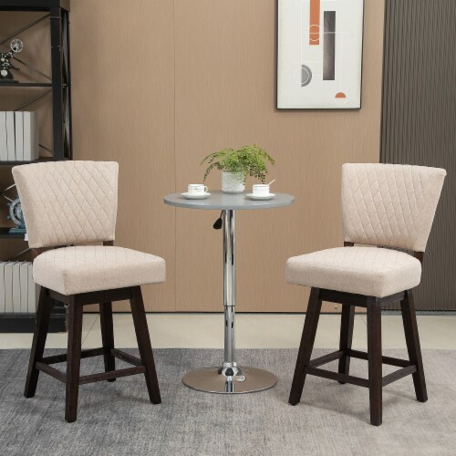 Swivel Bar Stools Set of 2 for Kitchen Counter Wood Legs Foot Rest